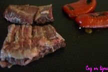 Hampe de bœuf et poivron grillés à la plancha