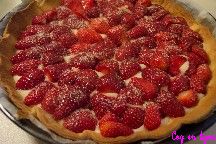 Tarte aux fraises, crème au Muscat. Cliquer pour voir la recette