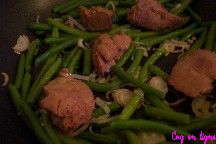 Haricots verts pols aux foies de volailles confits