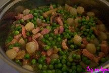 Petits pois en cocotte au lard (express)