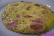 Omelette échalote jambon