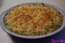 Gratin de nouilles faon Parmentier aux tomates sches