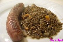 Saucisses de Toulouse aux lentilles vertes du Puy