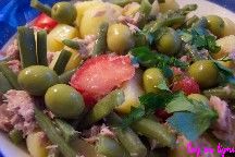 Salade pommes de terre, haricots verts, thon. Cliquer pour voir la recette